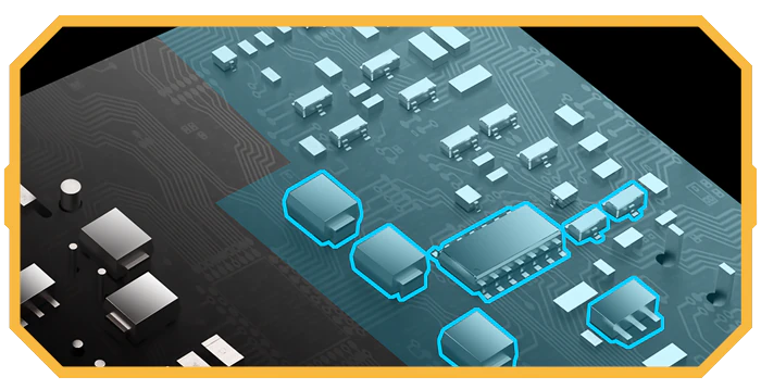 Illustration af beskyttende belægning på printkort