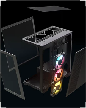 Aftagelige glaspaneler på Corsair 2800X