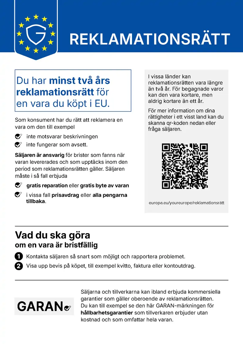 Reklamationsrätt för varor köpt i EU